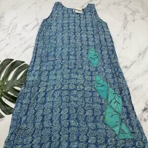 We Be Bop Womens Vintage Y2k Maxi Dress Plus Size 1x New Blue Green Batik Beaded